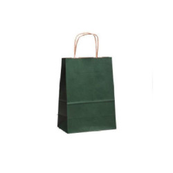 Borsa carta duplex cm.26+12x36 manico intrecciato verde