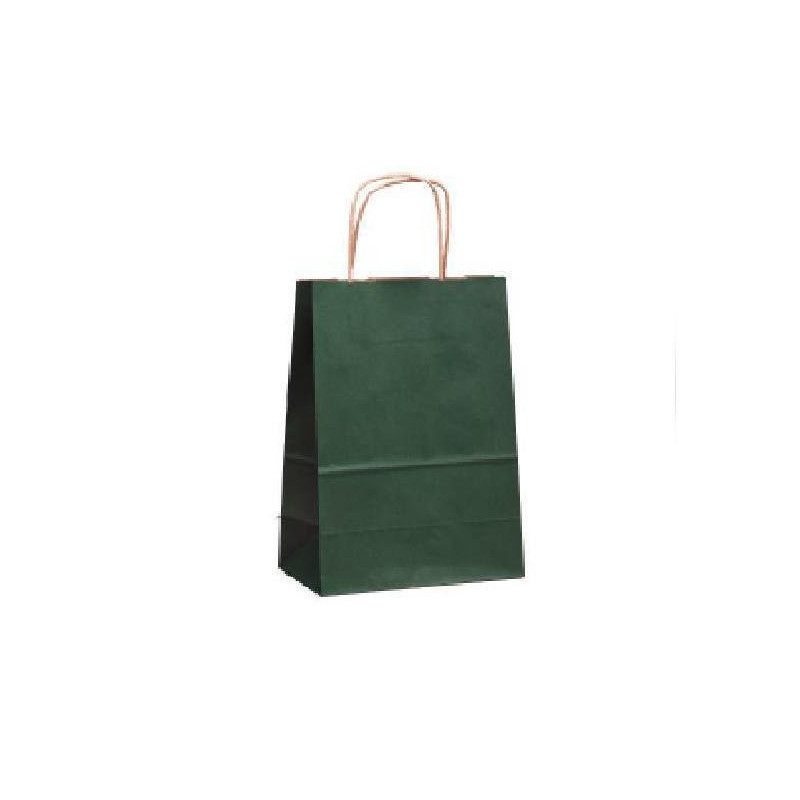 Borsa carta duplex cm.26+12x36 manico intrecciato verde