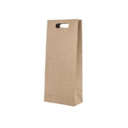 Borsa carta 2 bottiglie cm.18+9x42 avana manico fagiolo shb902na