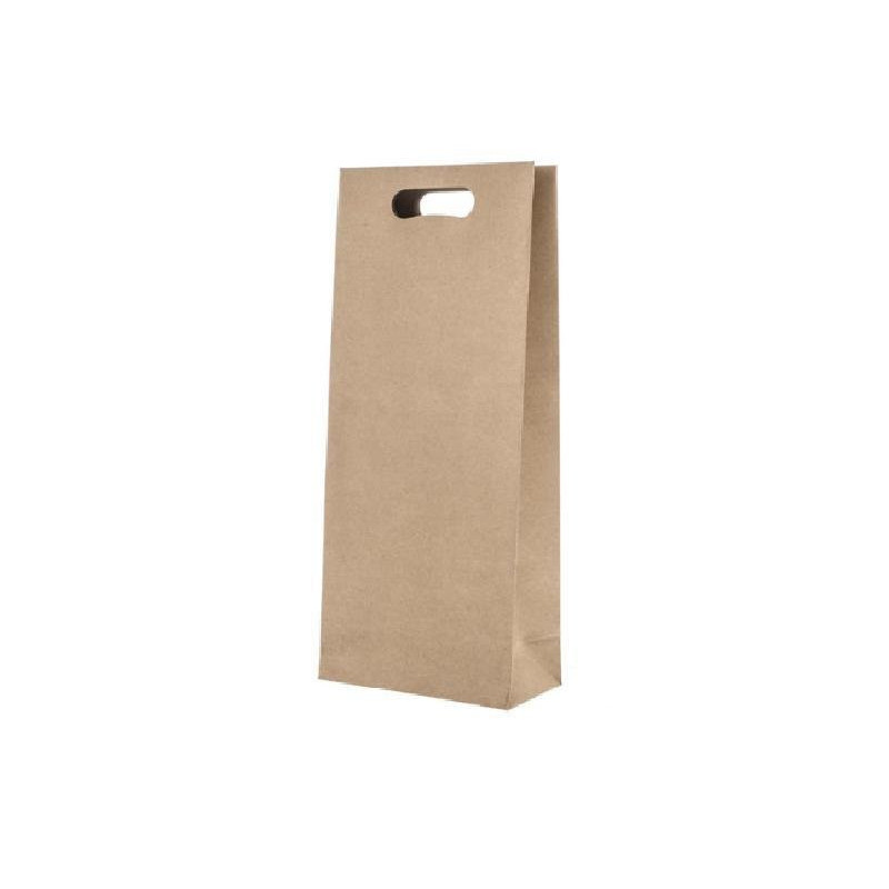 Borsa carta 2 bottiglie cm.18+9x42 avana manico fagiolo shb902na