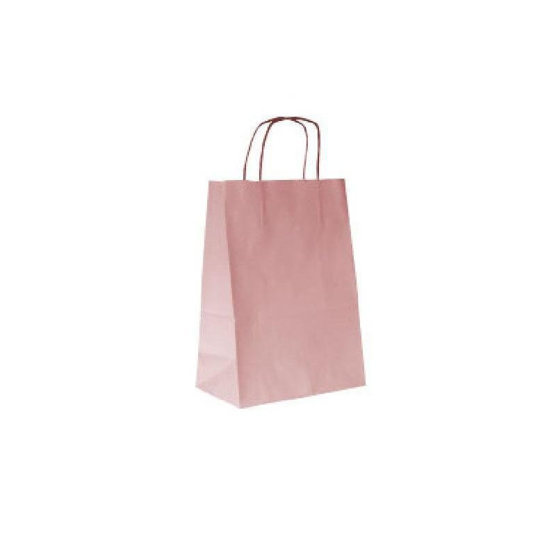 Borsa carta duplex cm.36+12x41 manico intrecciato rosa cipria