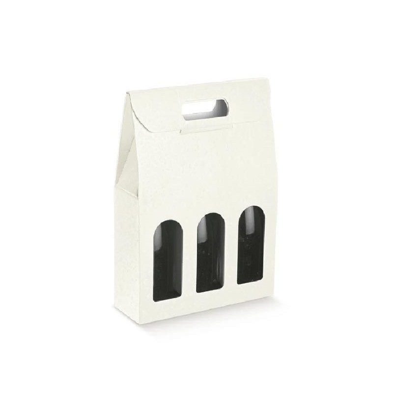 Scatola cartone 3 bottiglie cm.2 7x9x38 bianco ondulato