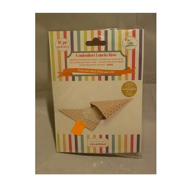 Coni per riso carta kraft pz.10 stampa oro art.41301