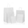 Borsa carta bianca cm.22+10x31 manico intrecciato