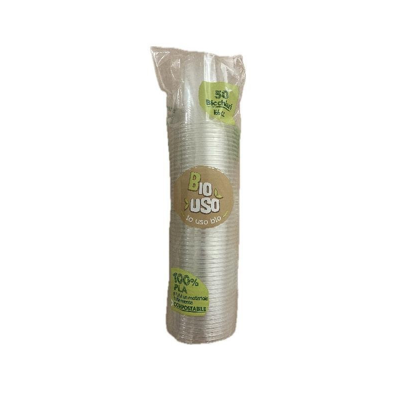 Bicchieri plastica biodegradabile pla cc.166 pz.50 bio uso