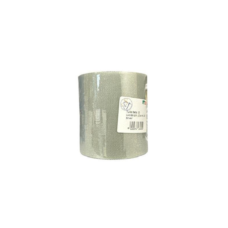 Nastro tulle beta cm. 10 x mt.50 argento
