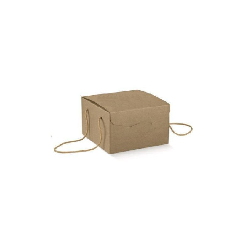 Scatola cartone cubotto cm.20x20 x22 con maniglie in cordoncino alimenti