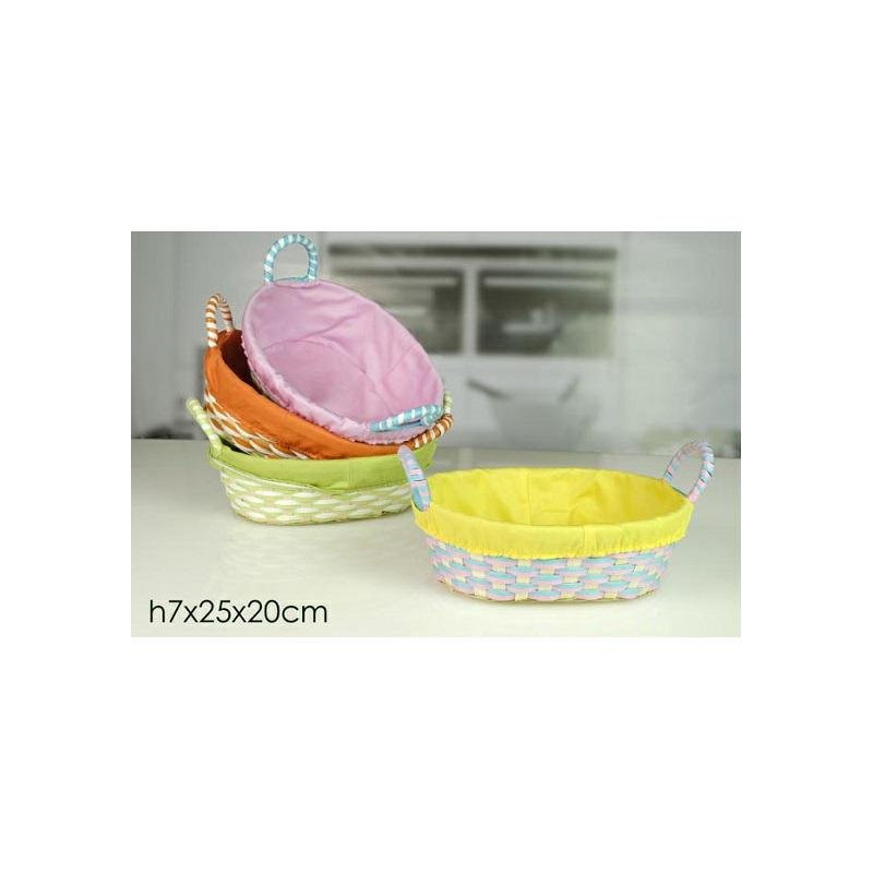 Cesto ovale con manici foderato cm.25x10 colorato art.789021