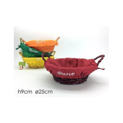 Cesto rotondo con manici foderato diam.22x8 colorato art.789251