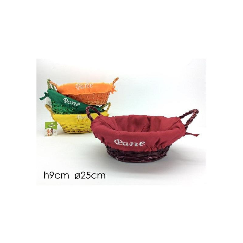 Cesto rotondo con manici foderato diam.22x8 colorato art.789251