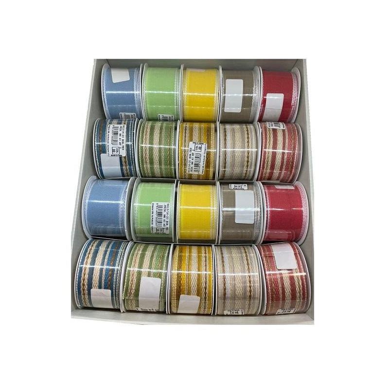 Nastrino stoffa mm.40 mt.3 bob t ex tessuto colori assortiti art.9613
