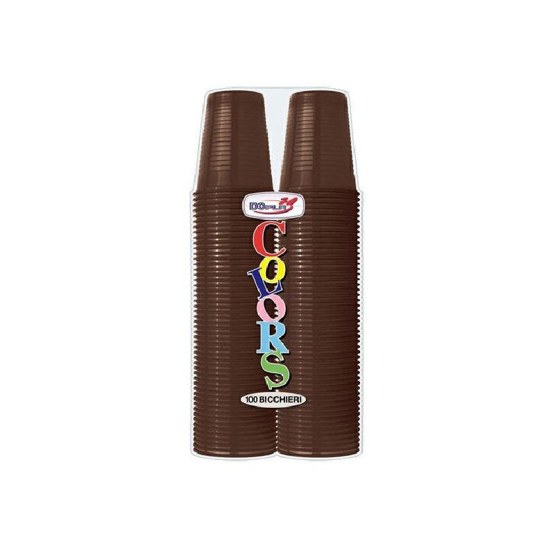 Dopla bicchieri plastica cc.200 pz.100 (50+50) marrone cioccolato