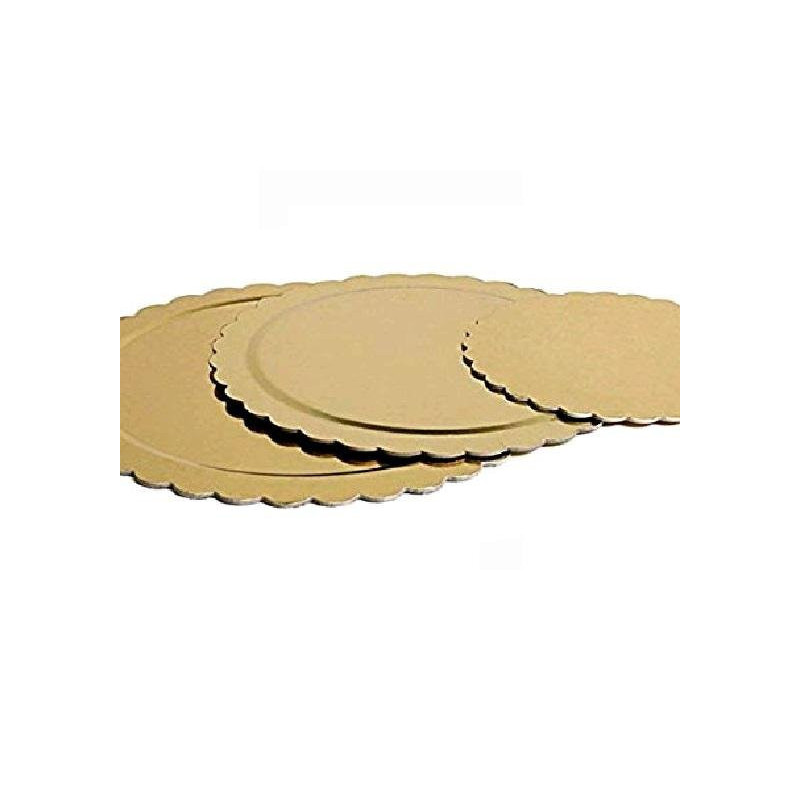 Dischi cartone oro rotondi cm.28 per alimenti pz.3