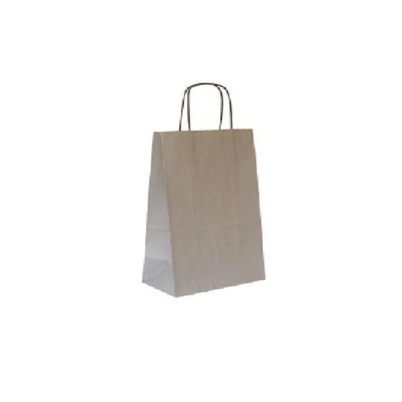 Borsa carta duplex cm.26+12x36 manico intrecciato tortora