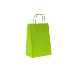 Borsa carta duplex cm.22+12x31 manico intrecciato verde acido