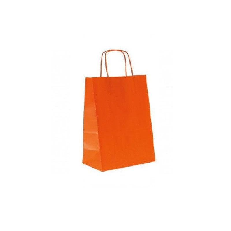Borsa carta duplex cm.36+12x41 manico intrecciato arancio