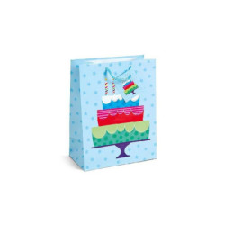 Borsa carta compleanno cm.18+9,8x23 manico corda art.60565