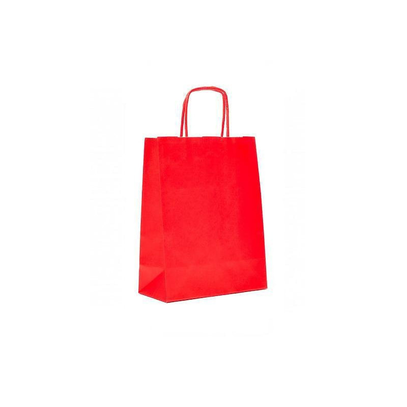 Borsa carta duplex cm.16+ 8x21 manico intrecciato rosso