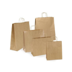 Borsa carta avana sealing cm.16+8x21 manico intrecciato