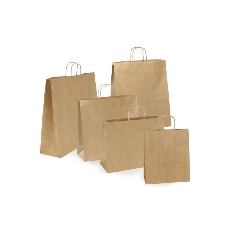 Borsa carta avana sealing cm.16+8x21 manico intrecciato