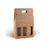 Scatola cartone 3 bottiglie cm.2 7x9x41 avana ondulato art.vn3cs/cav