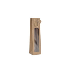 Borsa carta 1 bottiglia cm. 7,2x6,8x31 olio avana con finestra bca339na