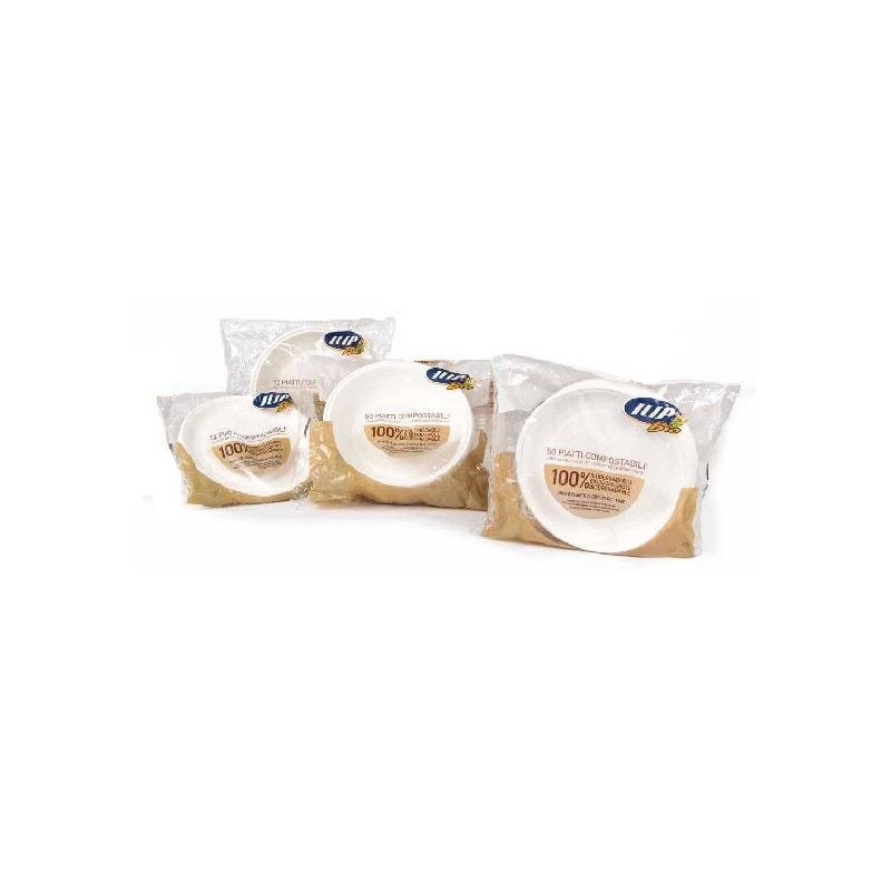 Piatti plastica biodegradabile mater-bi pz.20 dessert gr.5 ilip max 70°
