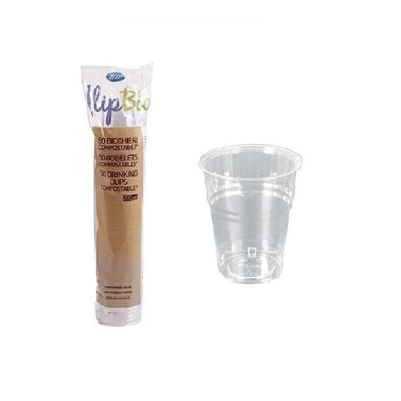 Bicchieri plastica biodegradabile pla cc.400 pz.50 ilip