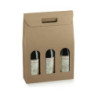 Scatola cartone 3 bottiglie con maniglia marrone