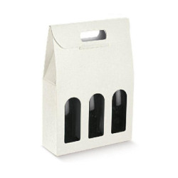 Scatola cartone 3 bottiglie con maniglia bianca