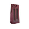 Borsa carta 2 bottiglie cm.17+8,5x37 bordeaux con finestra bca336x