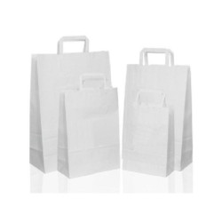 Borsa carta bianca cm.18+ 8x24 manico piatto