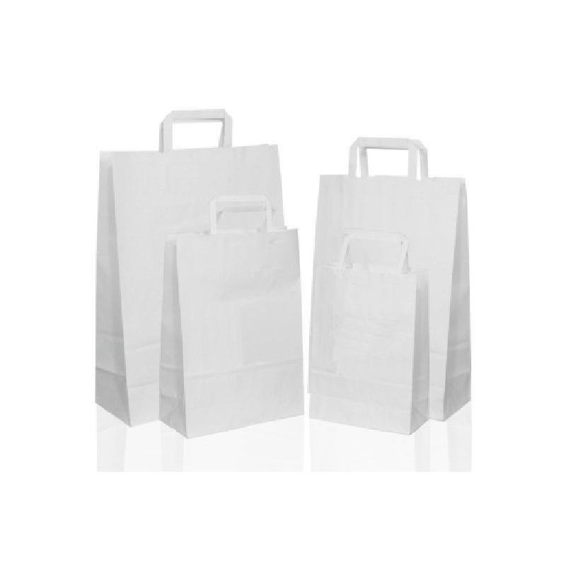 Borsa carta bianca cm.18+ 8x24 manico piatto