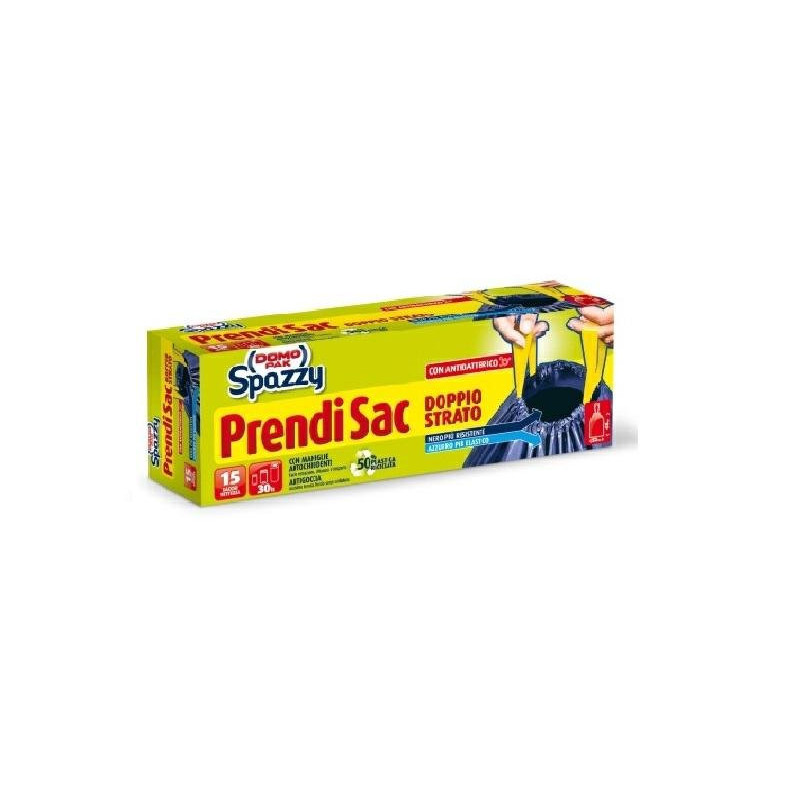 Domopak sacchi immondizia cm.52x60 lt.30 pz.15 prendisac con maniglie
