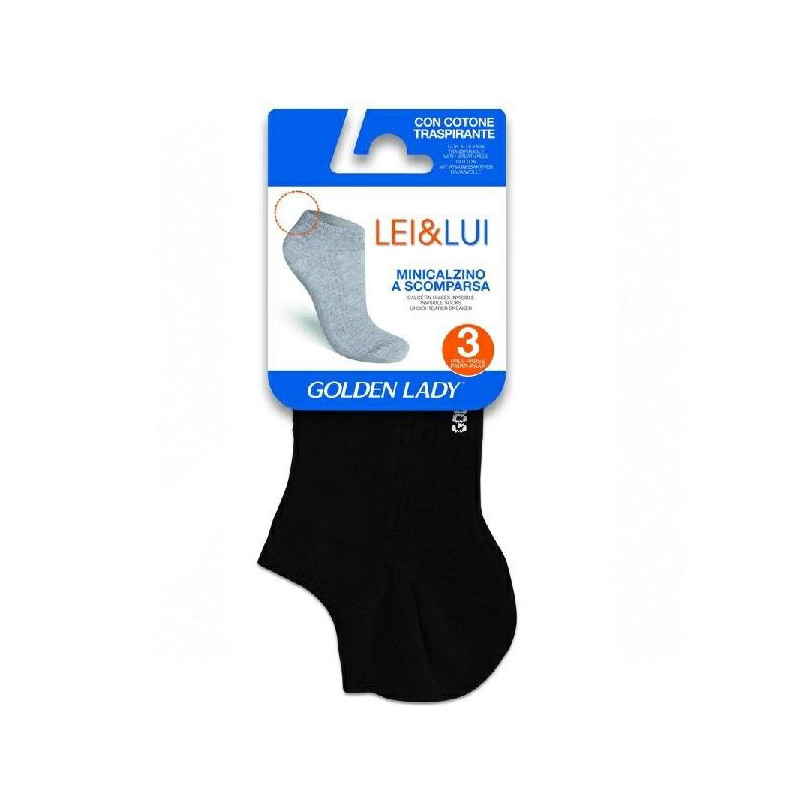 Golden lady mini calzini lui e lei cotone 35/38 nero 3 paia
