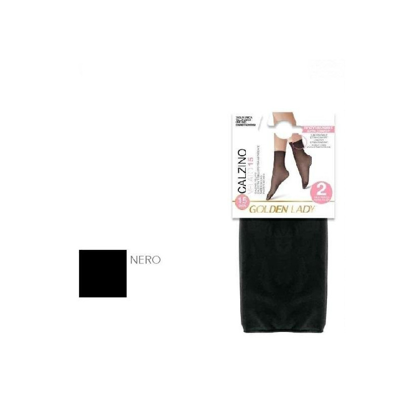 Golden lady mini calzini trend lycra velati 15 nero pz.2 tagliovivo