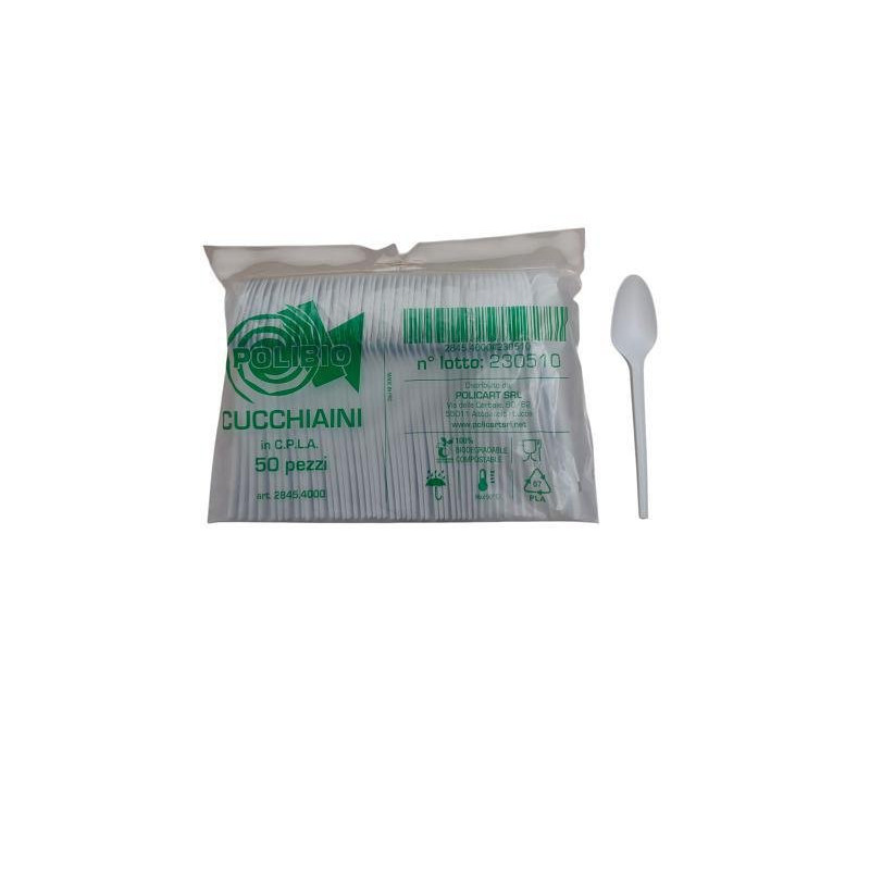 Cucchiaini plastica biodegradabile pla pz.50