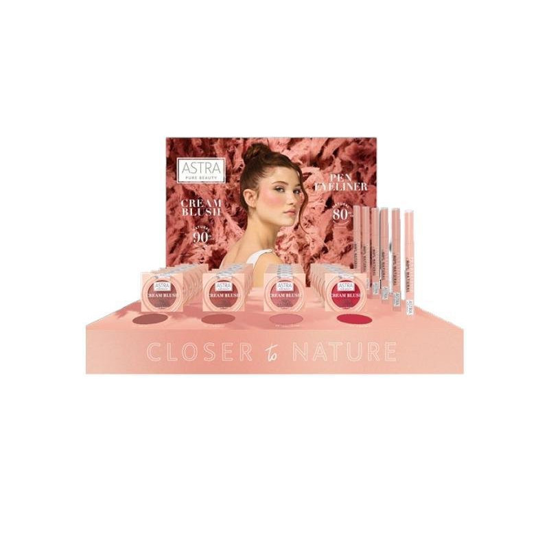 Astra espositore pure beauty closer cream blush/pen eyeliner kit pz.30