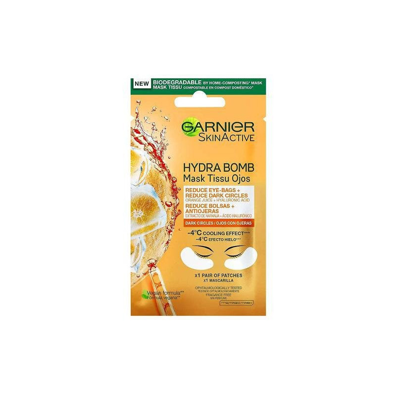 Garnier maschera occhi tessuto gr.6 succo arancia e acido ialuronico