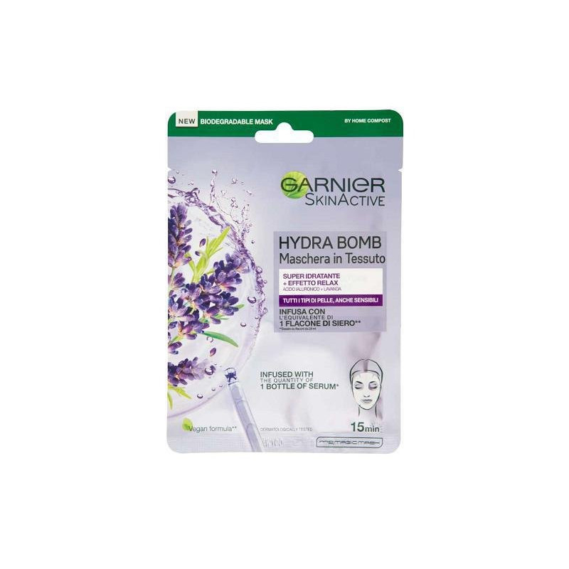 Garnier maschera viso tessuto gr.28 lavanda e acido ialuronico