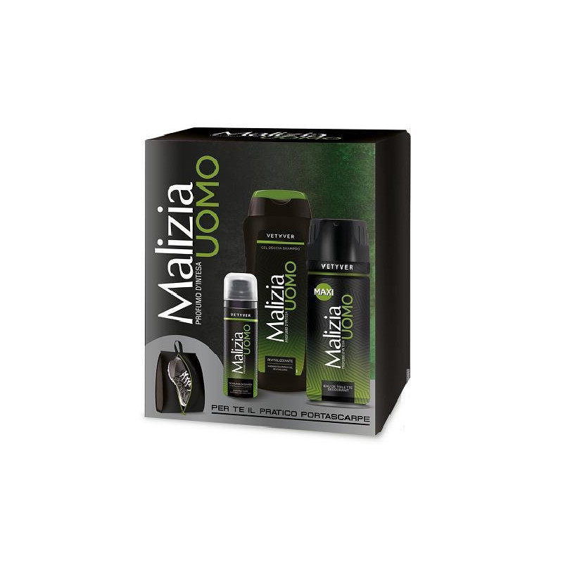 Malizia confezione regalo vetyve r edt+doccia+schiuma da barba
