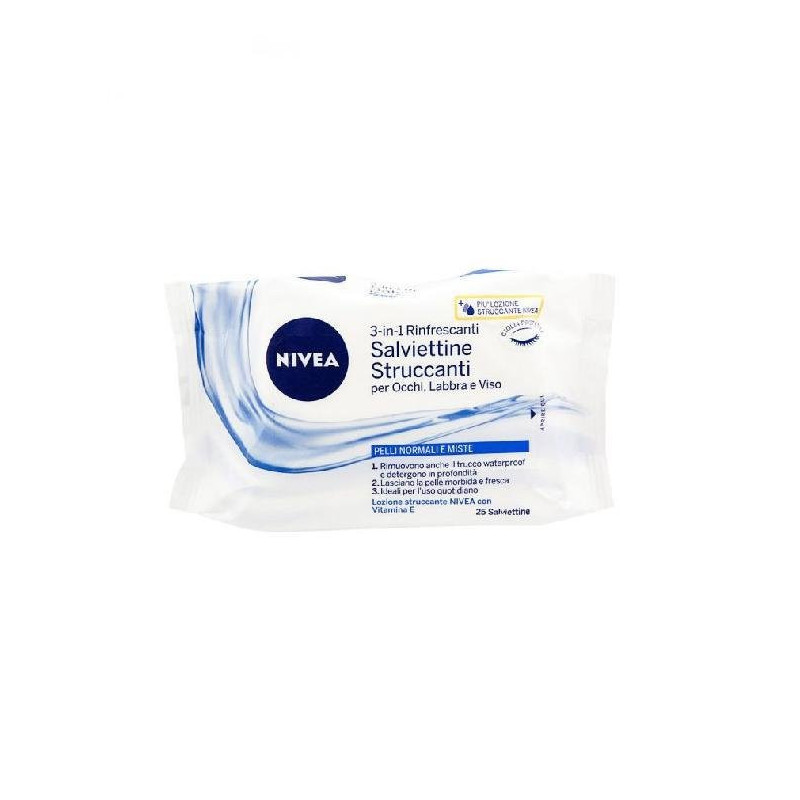 Nivea salviette struccanti pz.25 biodegradabili pelli normali e miste