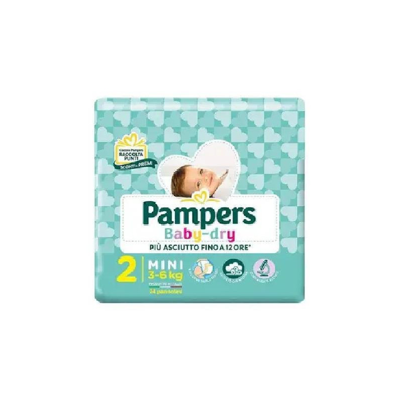 Pampers pannolini baby dry 2 (3- 6 kg) pz.24