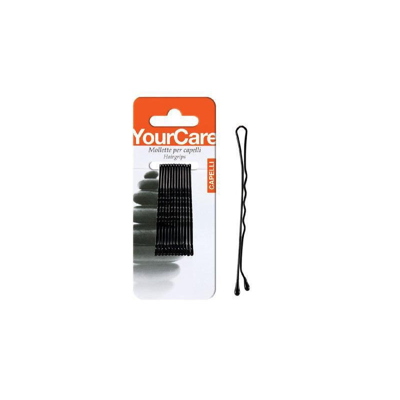Yourcare fermagli capelli pallina pz.12 lunghi neri art.m25n