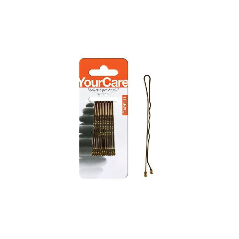 Yourcare fermagli capelli pallina pz.12 lunghi castano art.m25c