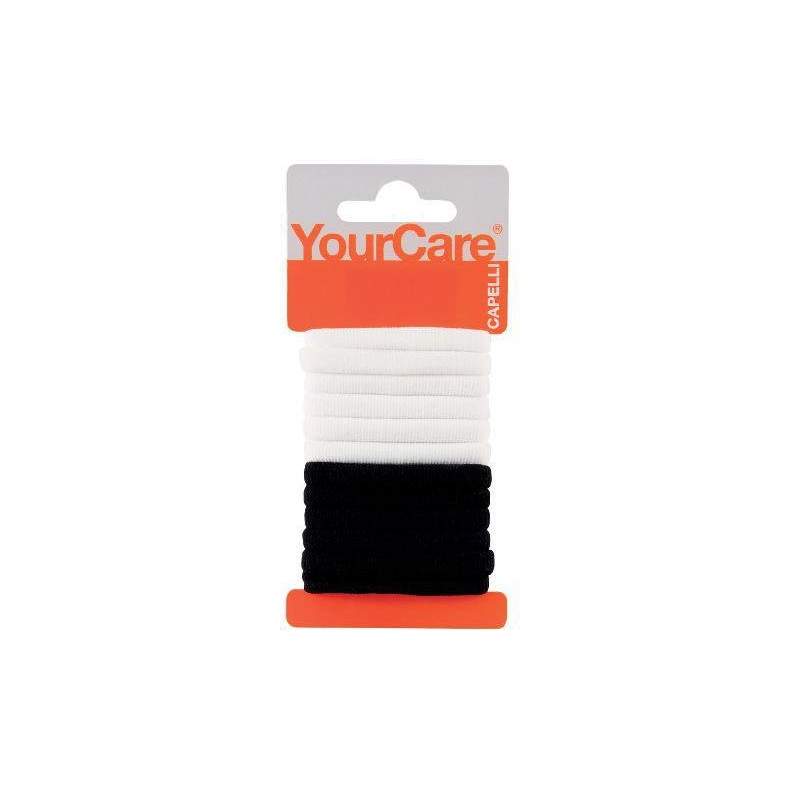 Yourcare elastici capelli no clip medium bianco e nero pz.12 art.f0378bn