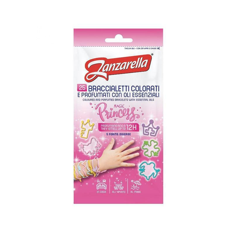 Zanzarella z-protection braccialetti princess pz.25 bimba