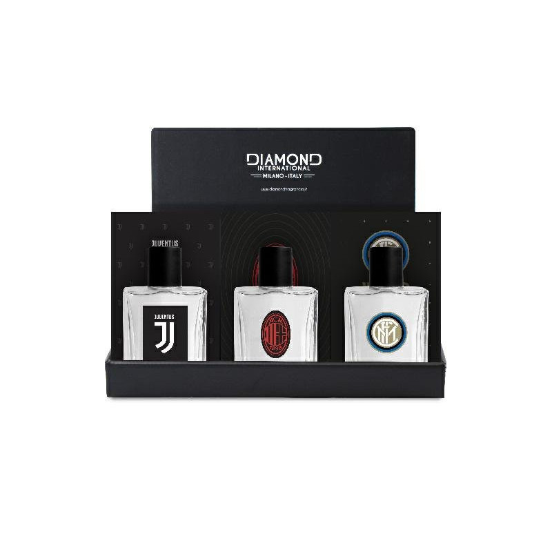 Juventus milan inter expo pz.9 profumi ml.100 assortiti + tester + 9 deo