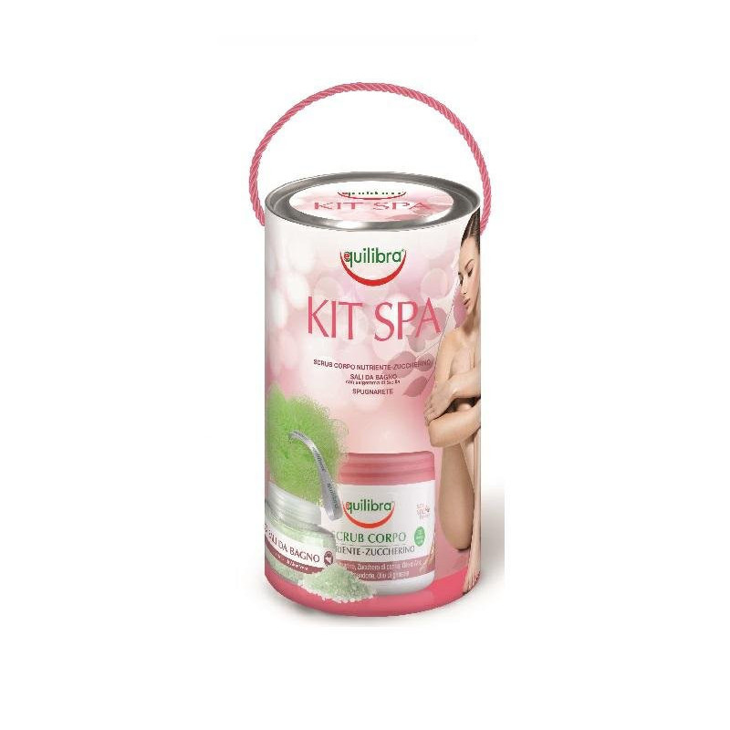 Equilibra confezione regalo cofanetto kit spa spugna+scrub