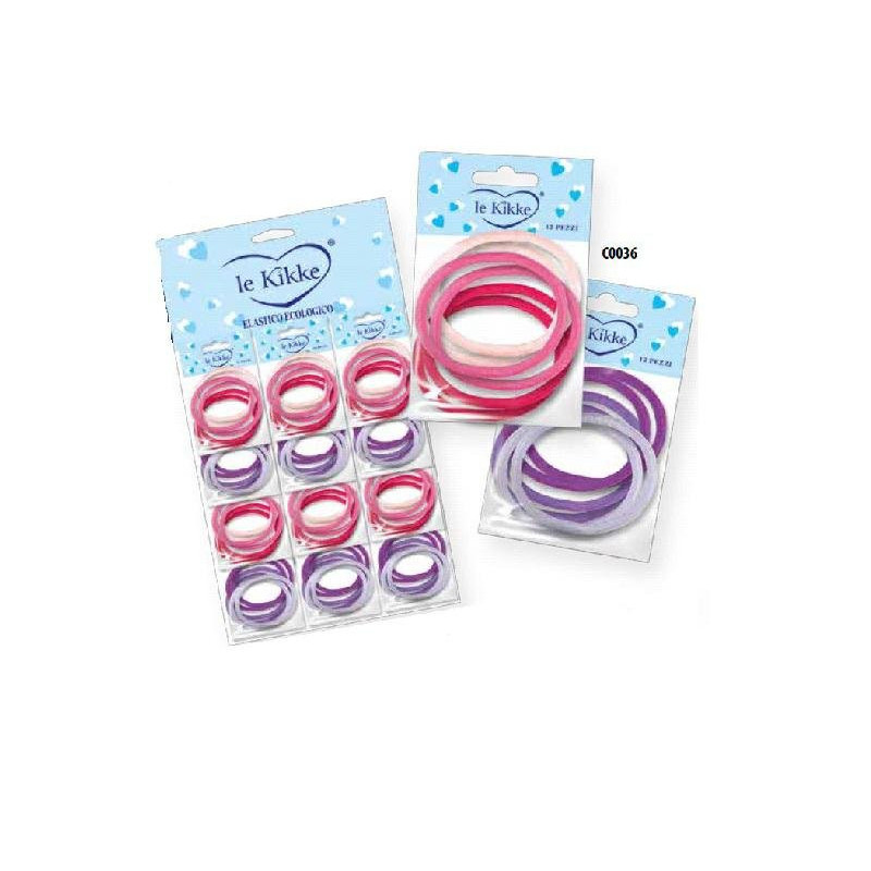 Le kikke 6 elastici capelli rosa /viola pz.12 art.c0036